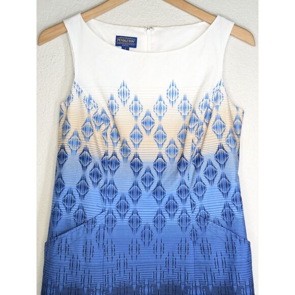 NWOT Pendleton Nantucket Cotton Dress Size 4 Gradient Colorway Midi Blue White - Picture 5 of 11